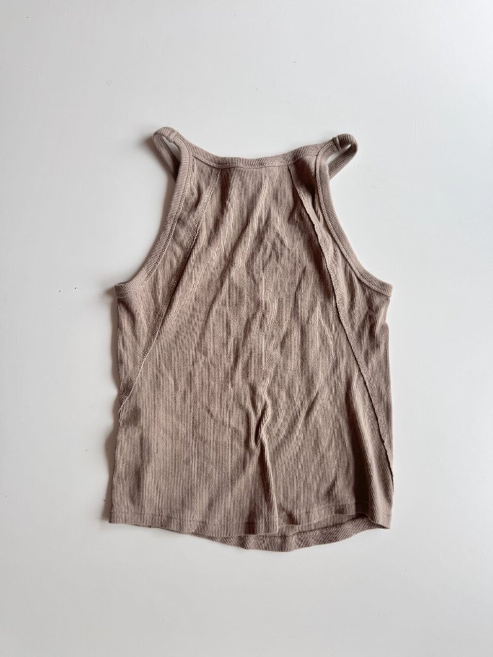 KASICS Taupe Cotton Baby Rib Racerback Tank, Size M - Picture 7 of 10